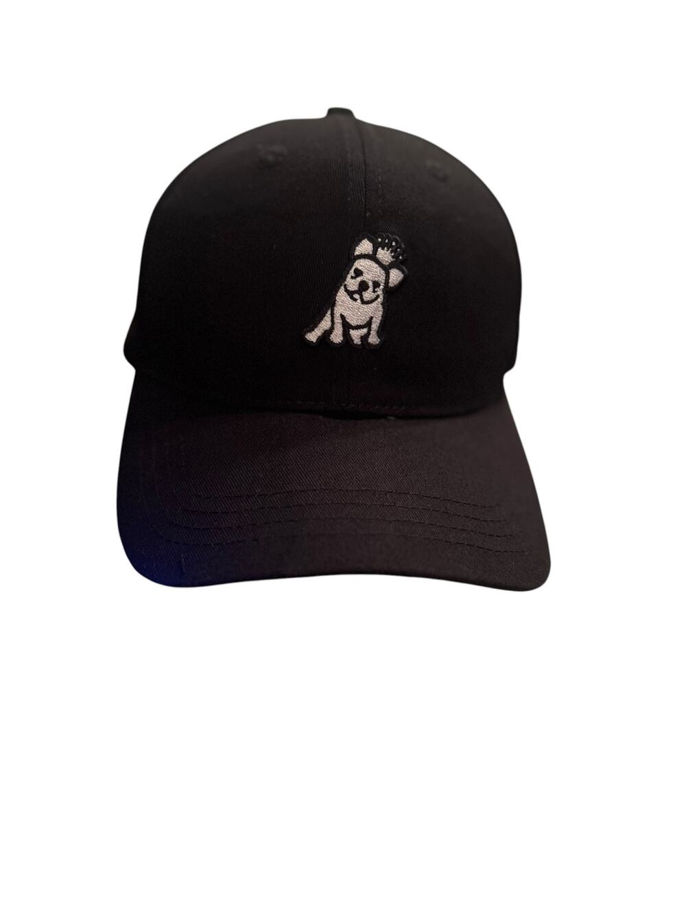 James Bark Adult OS Black Frenchie Embroidered Cotton Strapback Baseball Cap